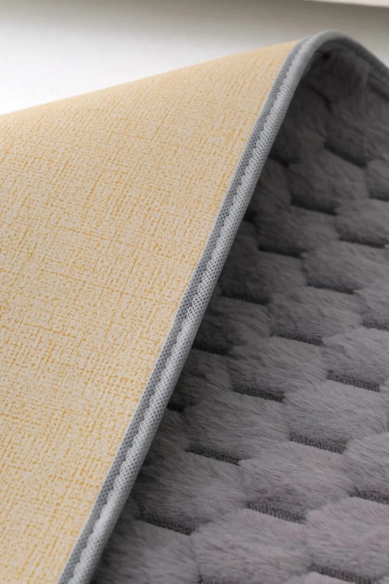 Favora Rabbit Fur Honeycomb Pattern 2-Piece Doormat Set - Gray