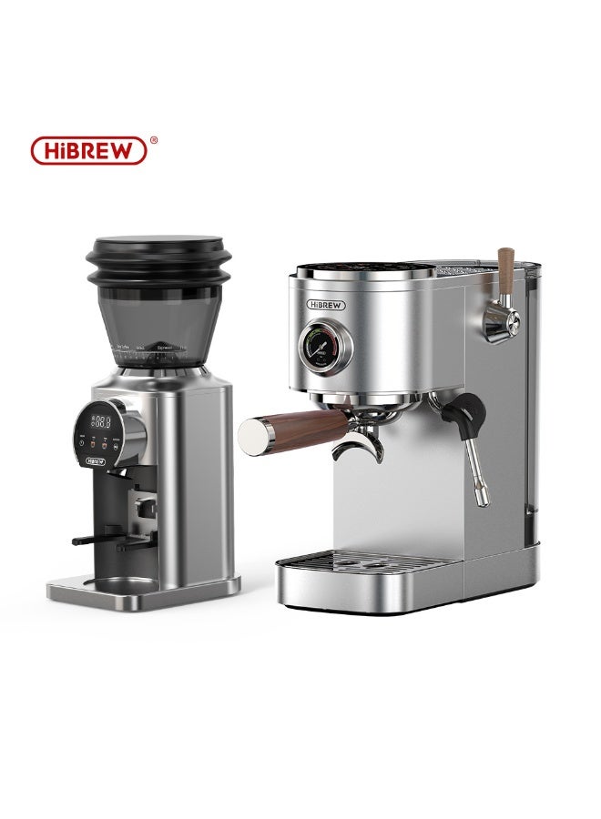 HiBREW G3 PLUS electric Coffee Grinder with 31 Grind Settings with H13 Semi Automatic Espresso Coffee Machine,Bundle 2 Items, Home Coffee Maker Set, Adjustable Temp for Cold/Hot Brew, Cappuccino - Image 1