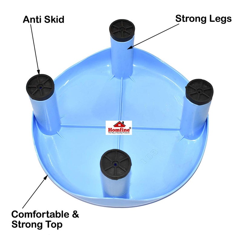 Homfine Homfine Plastic Bathroom Big Size Stool/Chair Multipurpose Use for Home, Bath Seating etc (1 Pc, Blue)  - Image 3