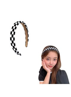 YALLNASL YALLNASL Buffalo Plaid Check Headband for Women Black and White Hair Accessories Padded Non Slip Checkerboard Headbands for Womens Soft Head Band for Women Girls One Size 