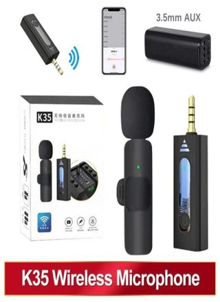 K-35 Wireless Collar Microphone Lapel Lavalier Omnidirectional 2 Mic Plug and Play Mike for Vlogging Interview Live Streaming YouTube Compatible with BT Speakers DSLR Camera - pzsku/ZCC42AA38C8EFA9E99309Z/45/_/1683744475/ffffc844-7f4c-4510-8149-e7d825cbe3cc