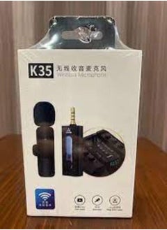 Generic K-35 Wireless Collar Microphone Lapel Lavalier Omnidirectional 2 Mic Plug and Play Mike for Vlogging Interview Live Streaming YouTube Compatible with BT Speakers DSLR Camera  - Image 2