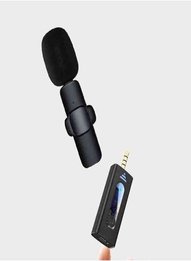 K-35 Wireless Collar Microphone Lapel Lavalier Omnidirectional 2 Mic Plug and Play Mike for Vlogging Interview Live Streaming YouTube Compatible with BT Speakers DSLR Camera