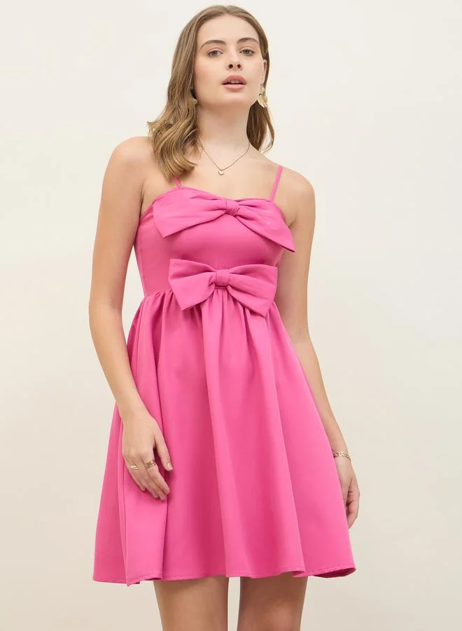 ستايلي Styli A-Line Strappy Mini Dress with Bow Detail