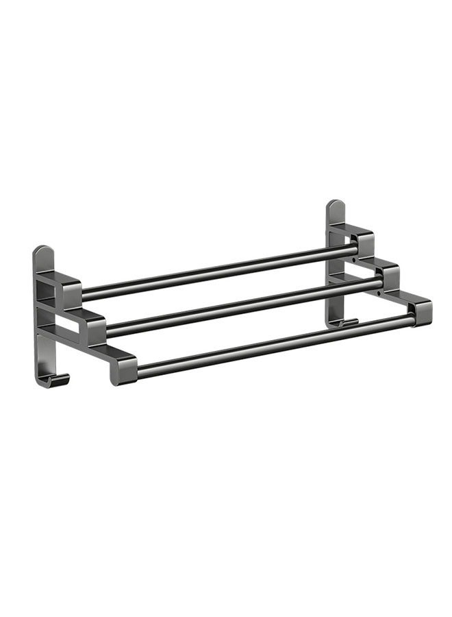 50CM Anti rust self-adhesive towel rack 3 tier, towel rack rod with 2 hooks, non drilled towel rack, wall mounted, suitable for bathrooms, kitchens, showers  - Image 4
