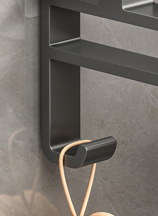 50CM Anti rust self-adhesive towel rack 3 tier, towel rack rod with 2 hooks, non drilled towel rack, wall mounted, suitable for bathrooms, kitchens, showers  - Image 3