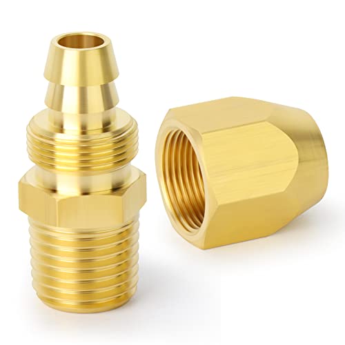 GASHER 10PCS Brass Pneumatic Replacement Fitting, Reusable Hose End Repair Fitting 3/8" Barb（Suitable for 3/8" ID，1/2" OD air hose) x 1/4" NPT Rigid - Image 2