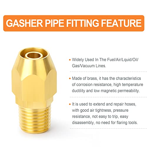 GASHER 10PCS Brass Pneumatic Replacement Fitting, Reusable Hose End Repair Fitting 3/8" Barb（Suitable for 3/8" ID，1/2" OD air hose) x 1/4" NPT Rigid - Image 4