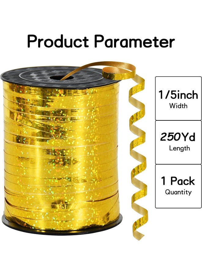 MXN 2 Rolls 250 Yards Gold Crimped Curling Ribbon Shiny Metallic Balloon String Roll Gift Wrapping Ribbon -  Laser Glitter Crimped Ribbon Roll for Balloon Ties Gift Wrapping Wedding & Holiday Party Decor (Silver + Gold) - Image 2