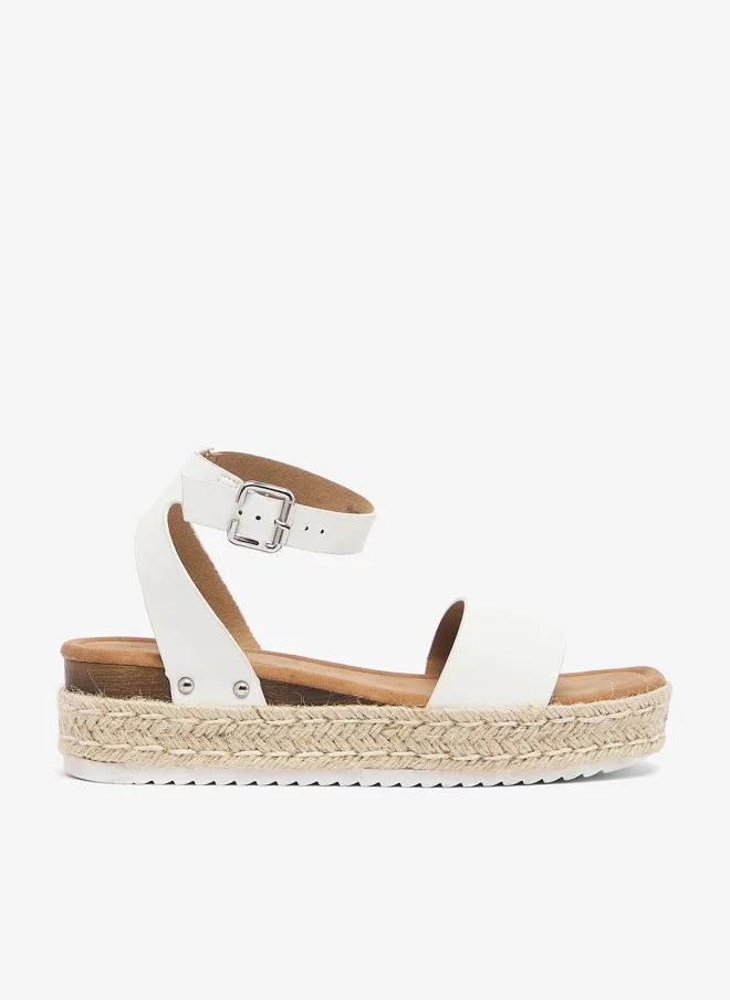Savannah Collection Low Wedge Ankle Strap Sandal