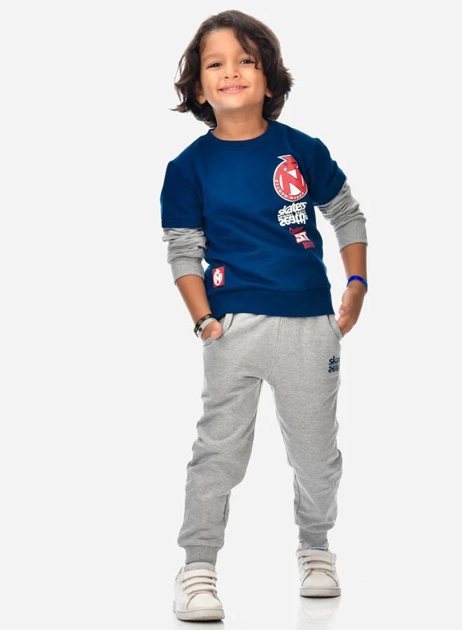 victor and jane Graphic Print Round Neck Sweatshirt & Joggers Set by Styli