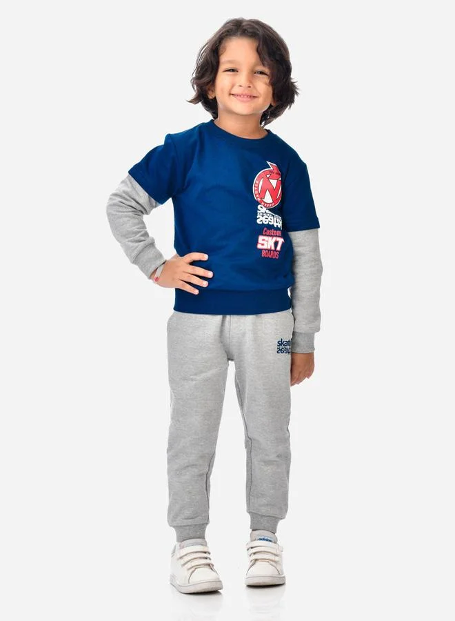 victor and jane Graphic Print Round Neck Sweatshirt & Joggers Set by Styli