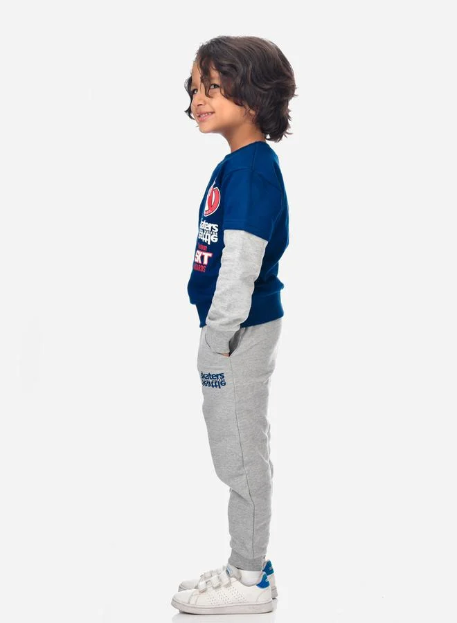 victor and jane Graphic Print Round Neck Sweatshirt & Joggers Set by Styli