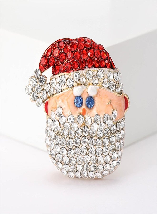 RLHRNDE Christmas Rhinestone Crystal Brooch Pin for Women Man Elegant Xmas Hat Bell Snowmen Cat Garland Glove Reindeer Angel Boots Pins Fashion Sparkling Clothing Matching Christmas Jewelry Gift (Santa Claus) - Image 5