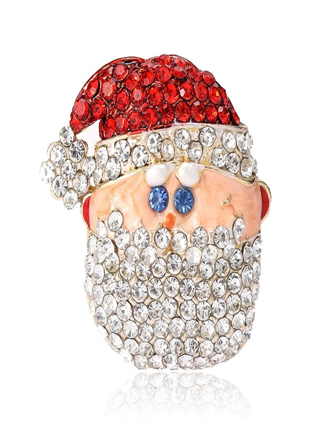RLHRNDE Christmas Rhinestone Crystal Brooch Pin for Women Man Elegant Xmas Hat Bell Snowmen Cat Garland Glove Reindeer Angel Boots Pins Fashion Sparkling Clothing Matching Christmas Jewelry Gift (Santa Claus) - Image 1