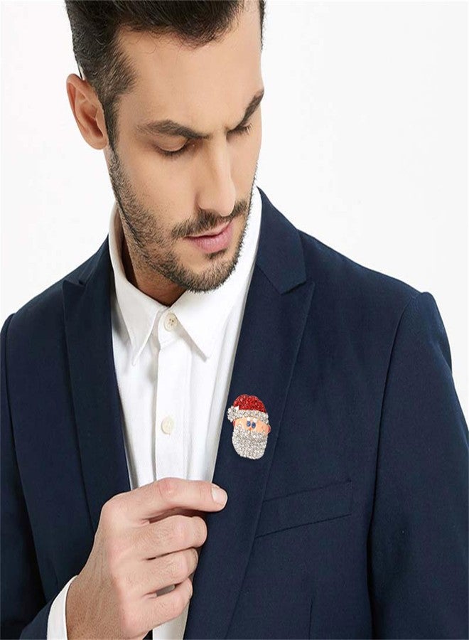 RLHRNDE Christmas Rhinestone Crystal Brooch Pin for Women Man Elegant Xmas Hat Bell Snowmen Cat Garland Glove Reindeer Angel Boots Pins Fashion Sparkling Clothing Matching Christmas Jewelry Gift (Santa Claus) - Image 4