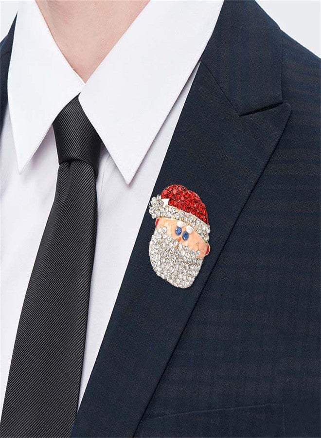 RLHRNDE Christmas Rhinestone Crystal Brooch Pin for Women Man Elegant Xmas Hat Bell Snowmen Cat Garland Glove Reindeer Angel Boots Pins Fashion Sparkling Clothing Matching Christmas Jewelry Gift (Santa Claus) - Image 3