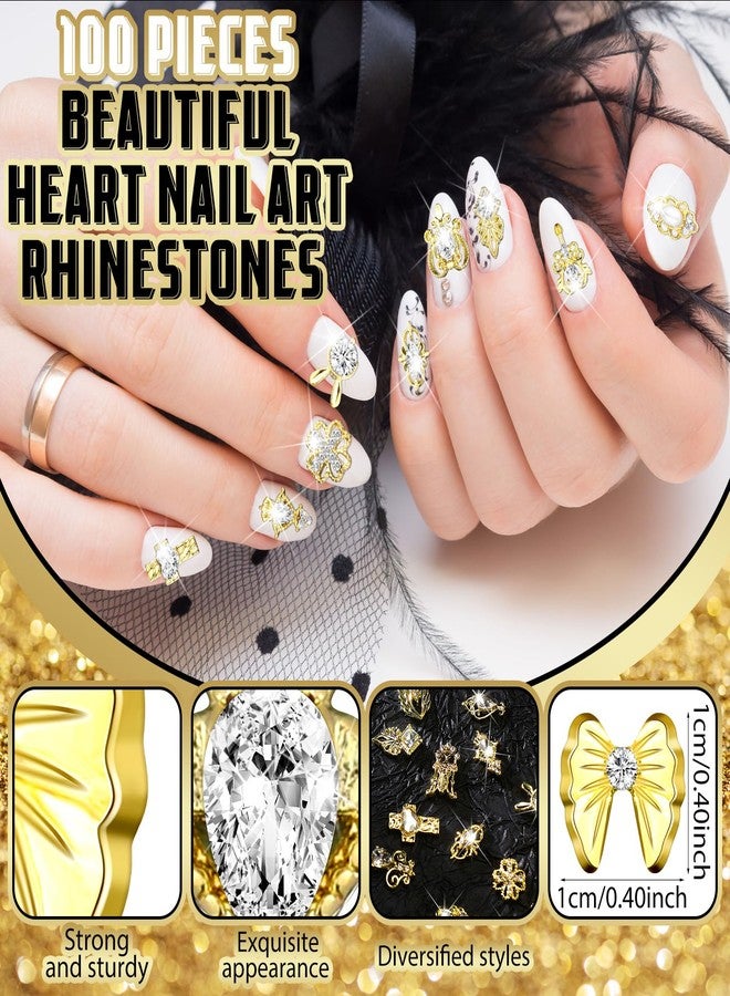Siifert 100 Pcs 3D Shiny Nail Rhinestones 3D Stars Nail Gems Starlight Nail Jewelry Y2k Charms for Acrylic Nails Decoration Metal Nail Supplies for Women(Gold) - Image 3