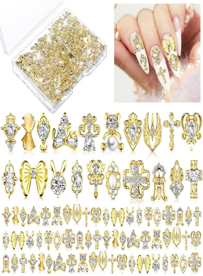 Siifert 100 Pcs 3D Shiny Nail Rhinestones 3D Stars Nail Gems Starlight Nail Jewelry Y2k Charms for Acrylic Nails Decoration Metal Nail Supplies for Women(Gold) - Image 1