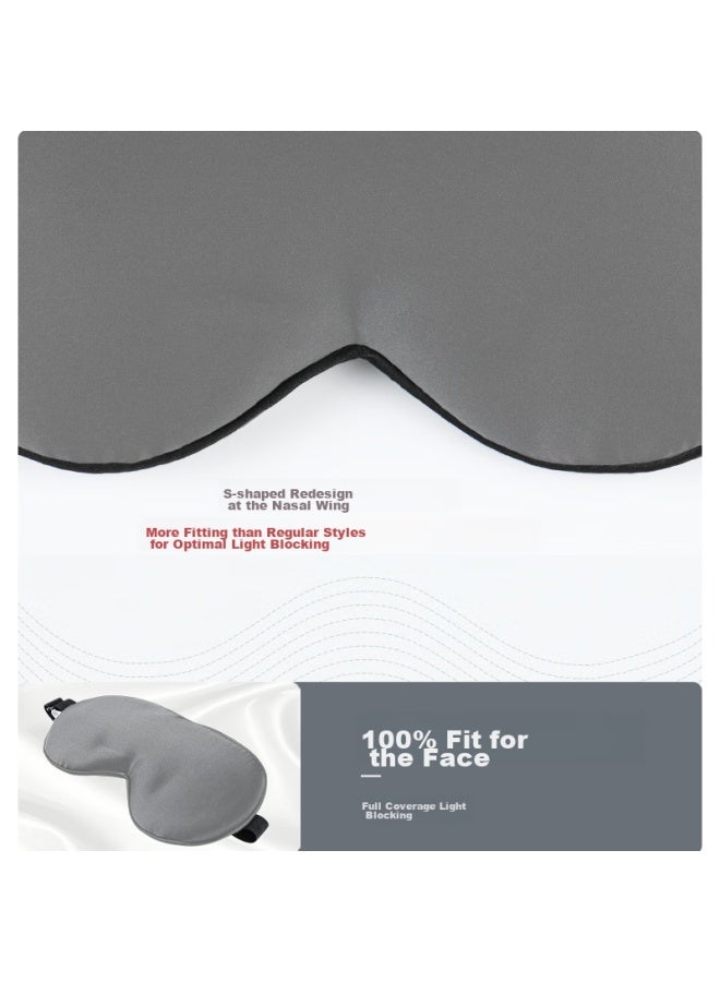 Ta Silk Eye Mask For Sleep, Light-blocking And Breathable, For Men, Women, Students, Mulberry Silk, Nap, Couples, Travel, Gray - Image 5