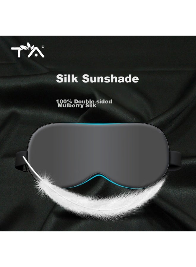 Ta Silk Eye Mask For Sleep, Light-blocking And Breathable, For Men, Women, Students, Mulberry Silk, Nap, Couples, Travel, Gray - Image 1