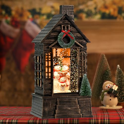 Seschrist Christmas Snow Globes with Snowman Musical Timer Snow Globe Lantern with Swirling Glitter Lighted Snow Globe ChristmasSnowman - Image 1