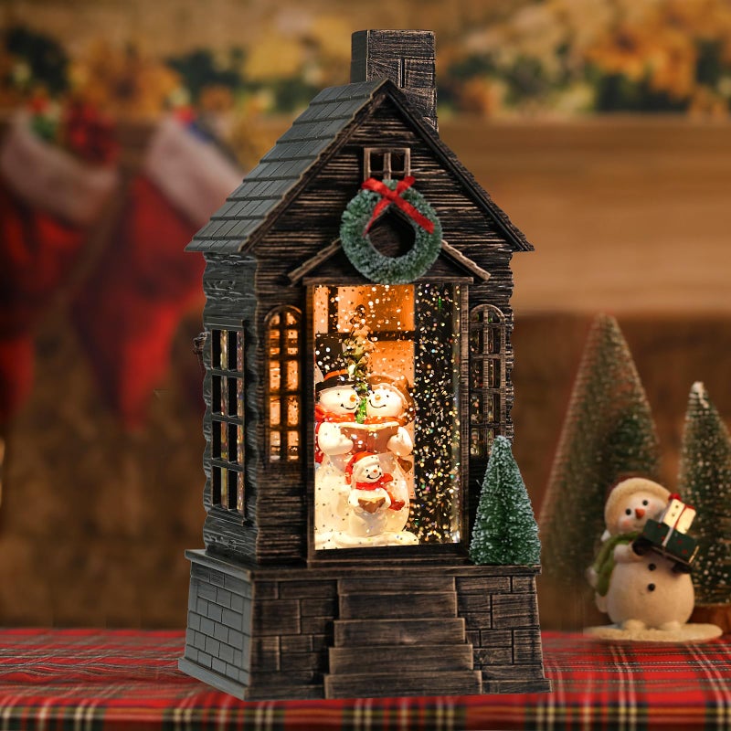 Seschrist Christmas Snow Globes with Snowman Musical Timer Snow Globe Lantern with Swirling Glitter Lighted Snow Globe ChristmasSnowman - Image 2