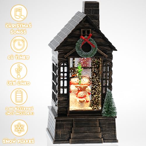 Seschrist Christmas Snow Globes with Snowman Musical Timer Snow Globe Lantern with Swirling Glitter Lighted Snow Globe ChristmasSnowman - Image 3