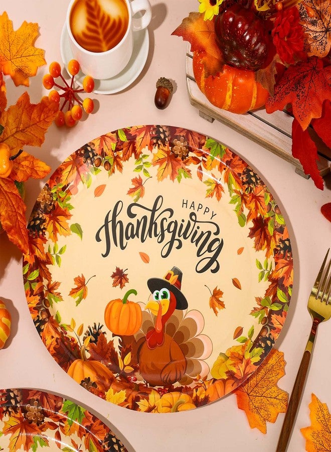 JarThenaAMCS 50Pcs Thanksgiving Oval Paper Plates Turkey Pumpkin Pattern Disposable Plates Large Decorative Tableware for Fall Autumn Harvest Party Decor Supplies - Image 3