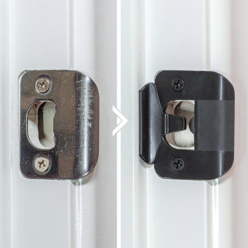 BrainExploder Door Silencer Strike Plate - Flexible, Noise Eliminating Fix for Loud Latches | Fits with No Modifications, Stops Slamming | -20 dB | 4X Quieter | Black/Two Pack - Image 4