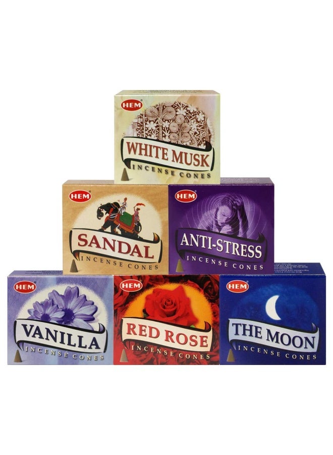 Hem Incense Cones Variety Pack 6 And Cone Incense Burner Bundle With 6 Most Admired Fragrances - Image 2
