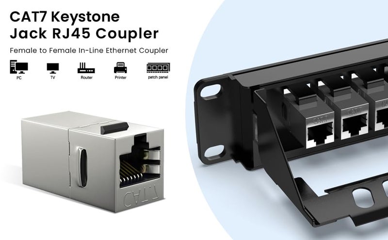 OneLink CAT7 10Gbps High Speed Ethernet Shielded Coupler RJ45 Keystone Female to Female RJ45 Inline Coupler Keystone Jack pack of 10pc - Image 2