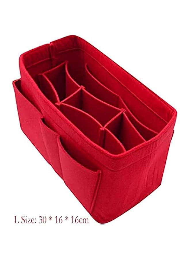 جونيس Purse Organizer Insert, ELECDON Women Felt Bag Organizer Insert, Multi-Pocket Bag in Bag for Womens Handbag Travel Tote Hobo Bag Storage Purse Liner Divider for Any Brand Tote, Red, L Size - Image 2