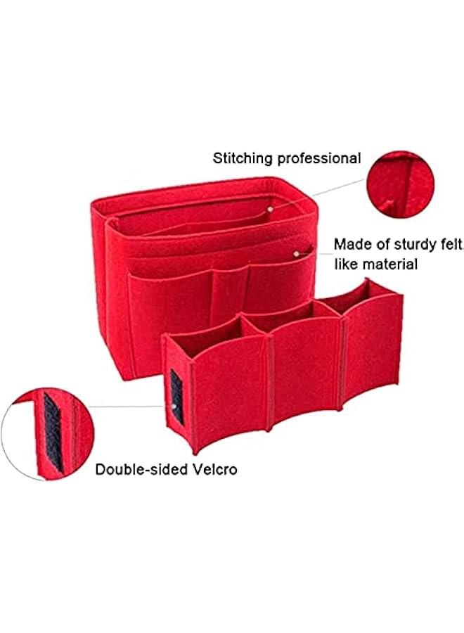 جونيس Purse Organizer Insert, ELECDON Women Felt Bag Organizer Insert, Multi-Pocket Bag in Bag for Womens Handbag Travel Tote Hobo Bag Storage Purse Liner Divider for Any Brand Tote, Red, L Size - Image 3
