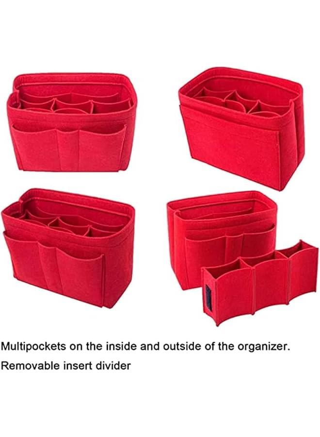 جونيس Purse Organizer Insert, ELECDON Women Felt Bag Organizer Insert, Multi-Pocket Bag in Bag for Womens Handbag Travel Tote Hobo Bag Storage Purse Liner Divider for Any Brand Tote, Red, L Size - Image 4