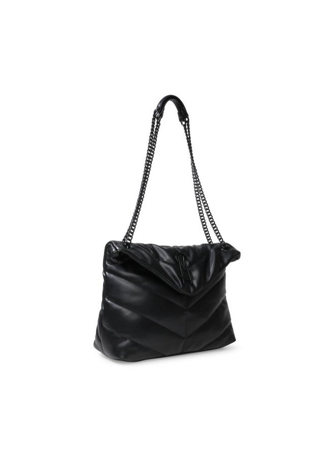 ستيف مادن حقيبة كتف نسائية من Steve Madden BRITTA Chevron Quilt، لون أسود، مقاس واحد أمريكي  - Image 4