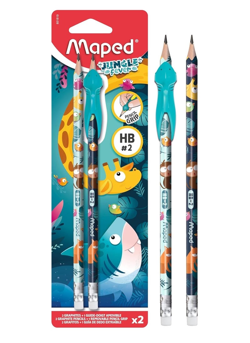 Maped - 2-Piece Jungle Fever Graphite Pencils With Pencil Grip Assorted Colours - Image 1