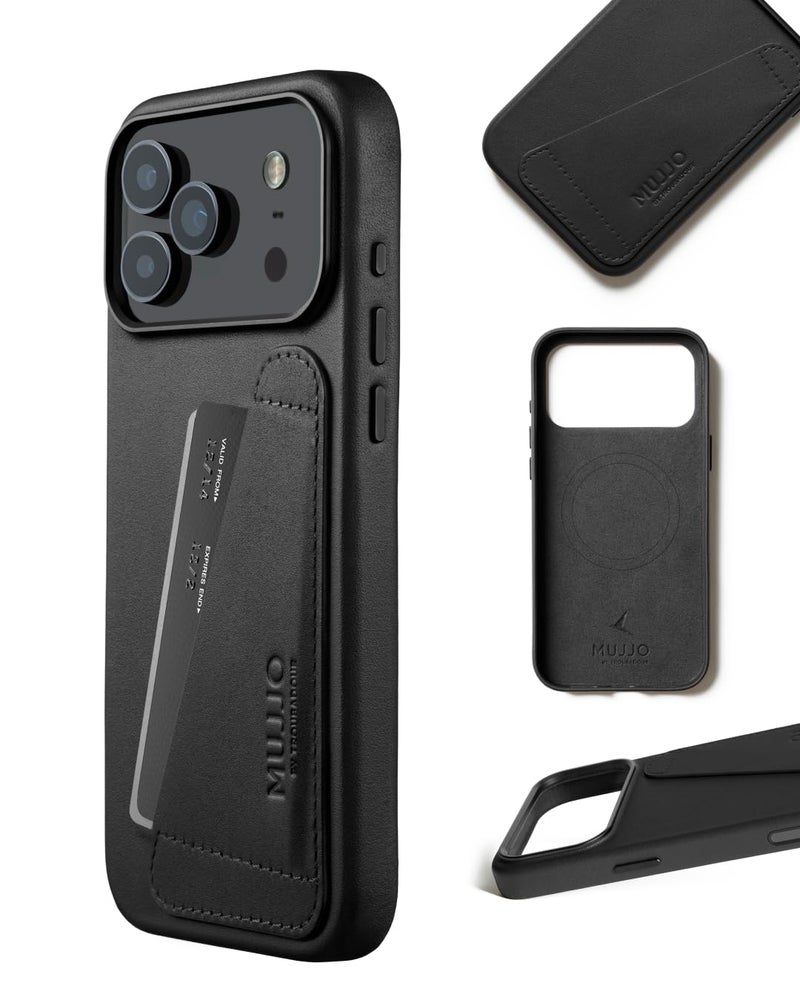 Mujjo Wallet Leather Case for iPhone 17 Pro Max - MagSafe Compatible - Black - Image 2