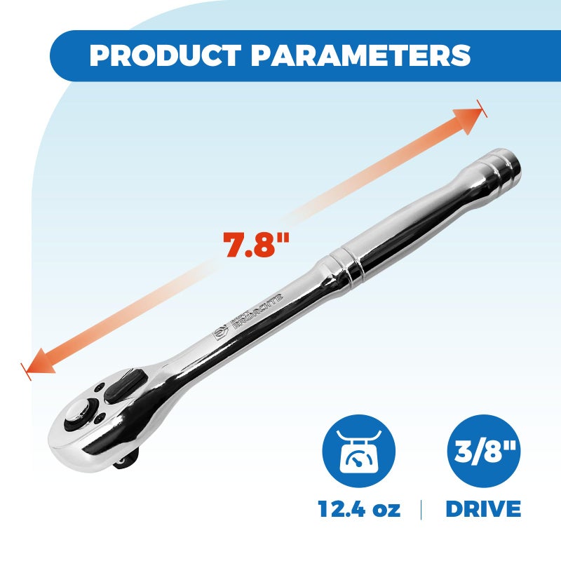 Der Erwachte 3/8-Inch Drive Ratchet, Quick-Release Reversible Ratchet Wrench, 72-Tooth 3/8 Drive Ratchet Handle, Chrome Alloy Made, Cr-Mo Head,Full Polished - Image 2