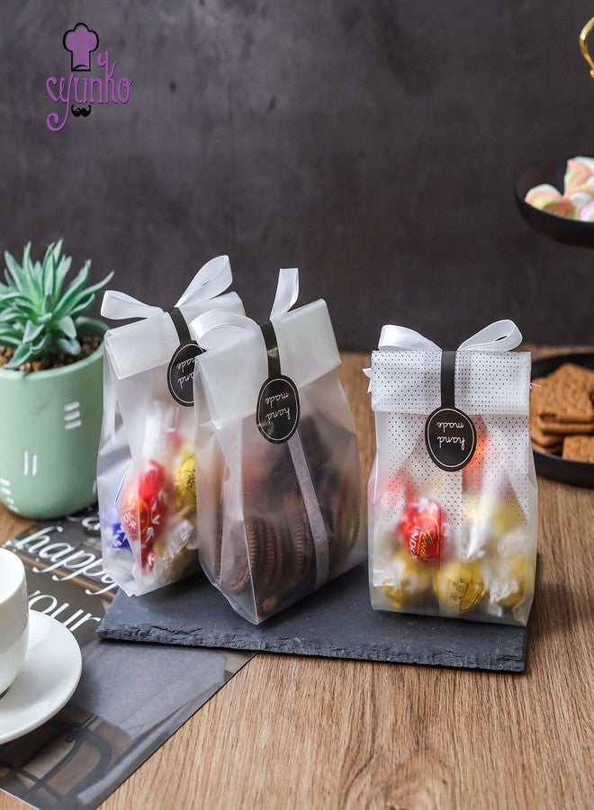 يونكو أكياس يونكو للهدايا، أكياس سيلوفان شفافة للحلويات، أكياس صغيرة للخبز، كيكة البوندت، تغليف قنابل الكاكاو الساخن مع ملصقات (عبوة من 100 كيس، شفافة) - Image 2