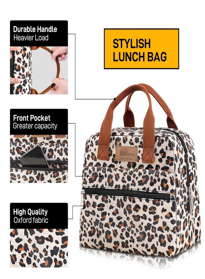 HOMESPON Insulated Lunch Bag for Women Men Lunch Box Cooler Lunch Tote for Work Picnic (Leopard Print) - Image 2