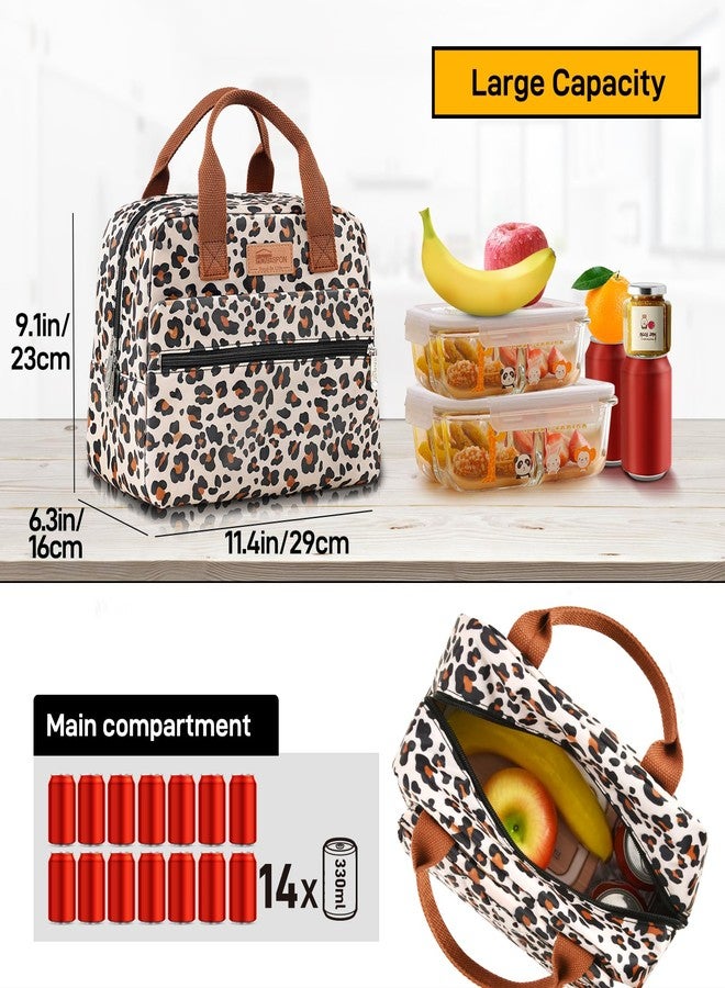HOMESPON Insulated Lunch Bag for Women Men Lunch Box Cooler Lunch Tote for Work Picnic (Leopard Print) - Image 3