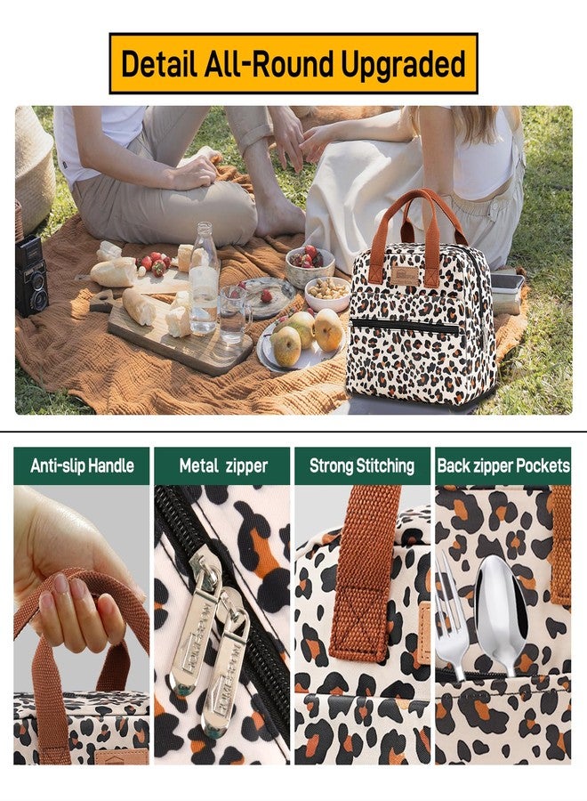 HOMESPON Insulated Lunch Bag for Women Men Lunch Box Cooler Lunch Tote for Work Picnic (Leopard Print) - Image 4