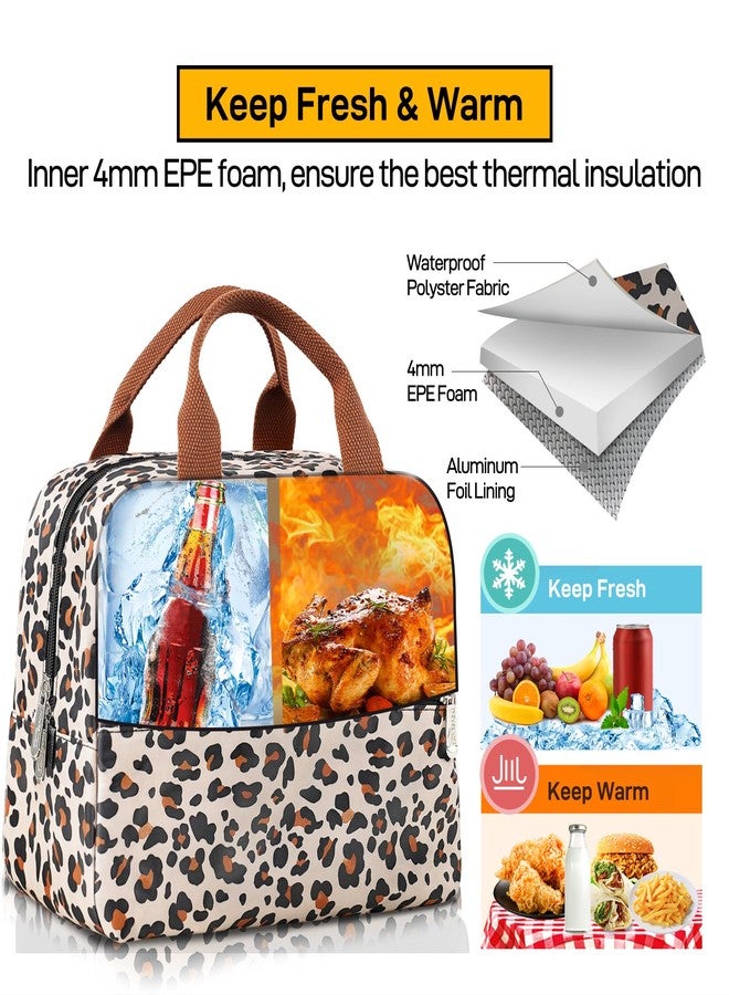 HOMESPON Insulated Lunch Bag for Women Men Lunch Box Cooler Lunch Tote for Work Picnic (Leopard Print) - Image 5