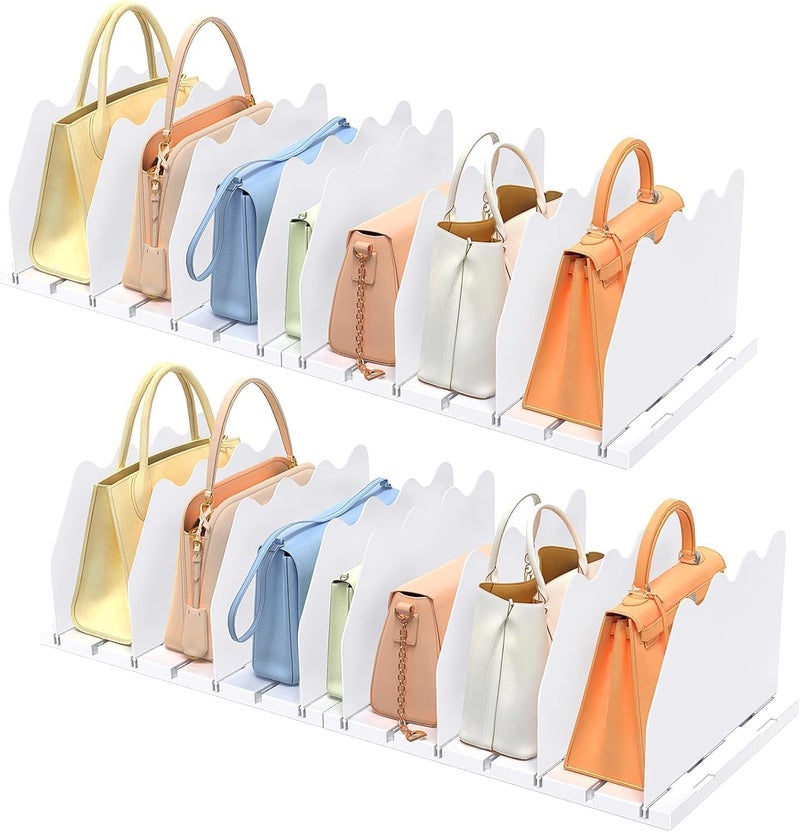 Horoof Home 2pcs Adjustable White Acrylic Purse Organizer - Handbag & Pocketbook Storage Rack - Image 1
