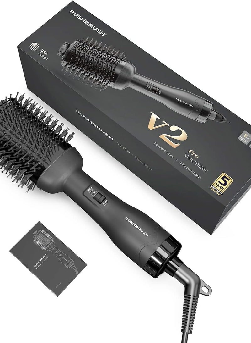 راش براش فرشاة فرد الشعر بالبخار في 2 برو بتقنية الايونات وتصميم بيضاوي عريض 19 سم، بقدرة 1300 وات، 3 اعدادات لدرجة الحرارة- 2 اعداد للسرعة - Image 1