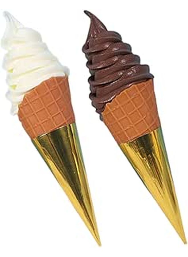 2Pcs Ice Cream Cone Model Realistic Simulation Dessert Display Props for Photography Teaching Home Decor Adorable Design Reliable Reusable for Parties Events - Image 1