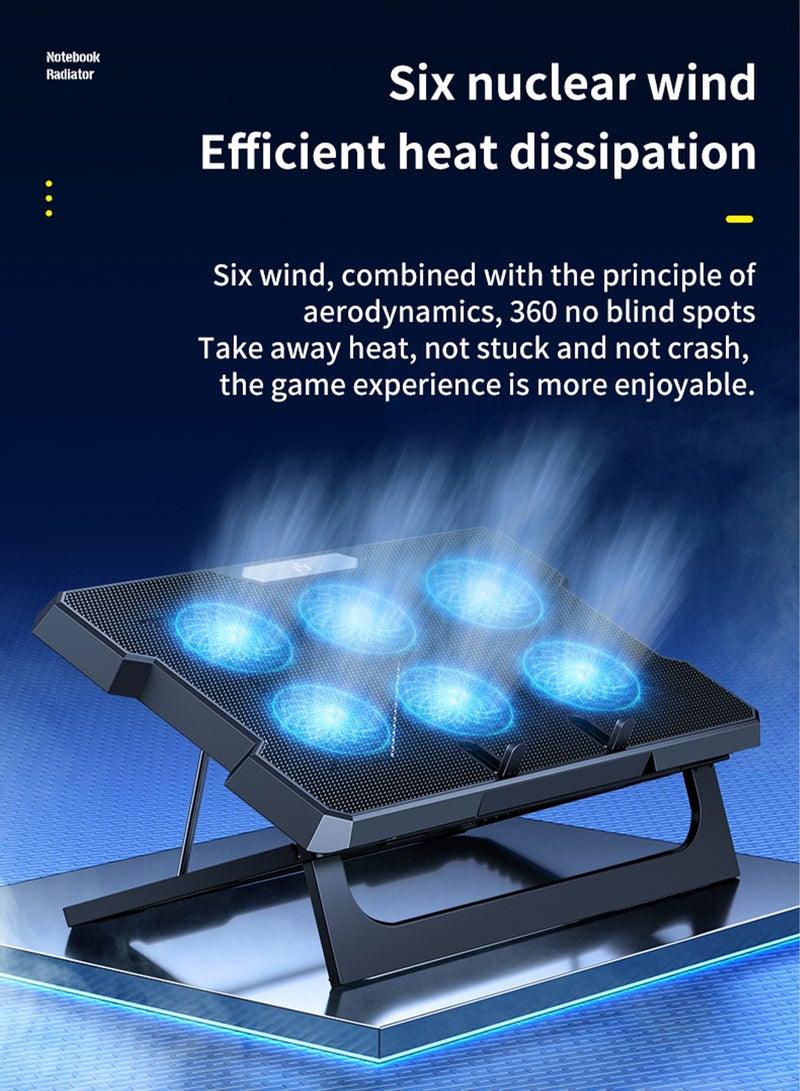 LOOPITYS six-core high-efficiency heat dissipation laptop fan cooling pad gaming laptop cooler 6 fans - Image 4