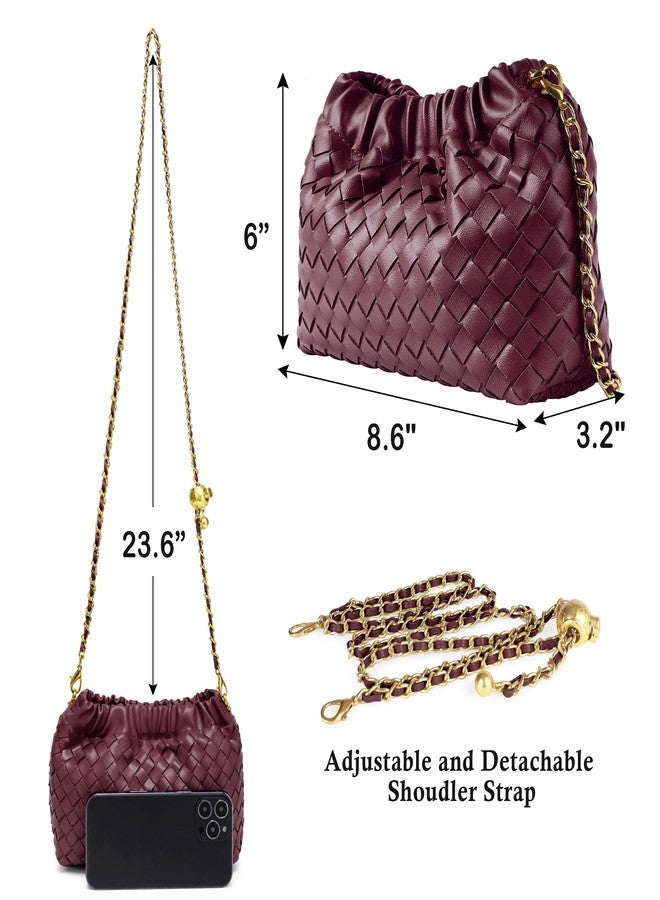 Joryin Woven Leather Small Crossbody Bag For Women Trendy Dumpling Bag Ruched Clutch Purse For Women Evening Bag Hobo Bag Cloud Purse Shoudler Bag - Image 5