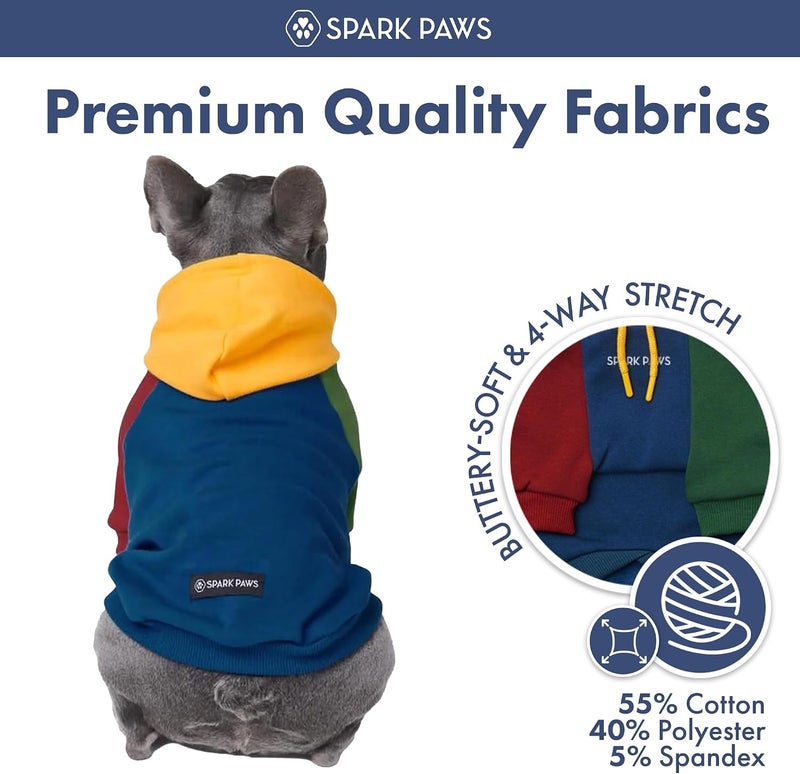 Spark Paws Dog Hoodie – Premium Dog Sweater for Small, Medium, and Large Dogs | Warm Outfits for French Bulldogs, Pitbull, Puppy, Winter Jacket Alternative - Primary Color Block - 3XL - Image 3
